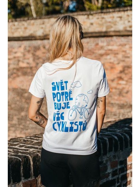Tričko Kolo je láska Svět potřebuje víc cyklistů unisex - bílá