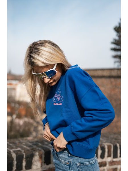 Dámská mikina Kolo je láska Svět potřebuje víc cyklistů - modrá