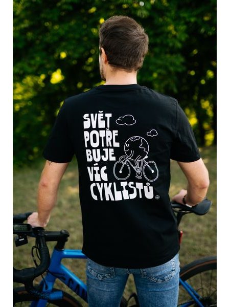 Tričko Kolo je láska Svět potřebuje víc cyklistů unisex - černá s bílým