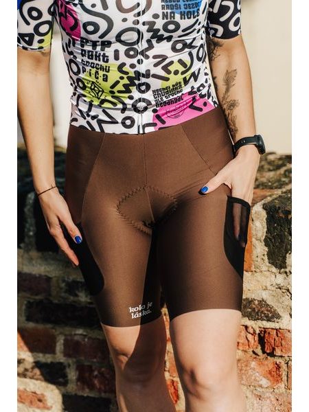 Dámské cargo cyklistické kalhoty Kolo je láska No Broken hearts - hnědá