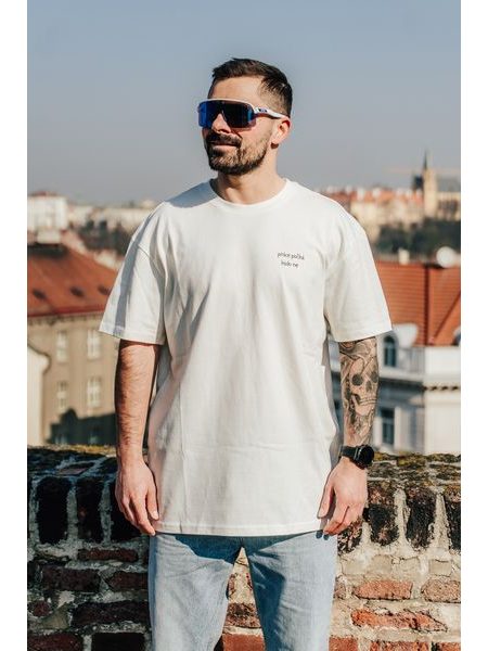 Tričko Kolo je láska Práce počká, kolo ne unisex oversize - krémová
