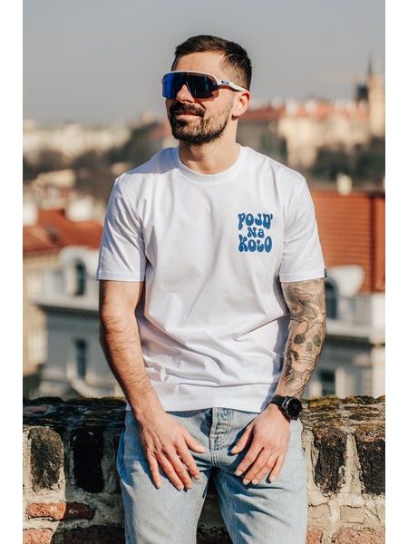 T-shirt La bici e amore “Vieni in bici” unisex con blu