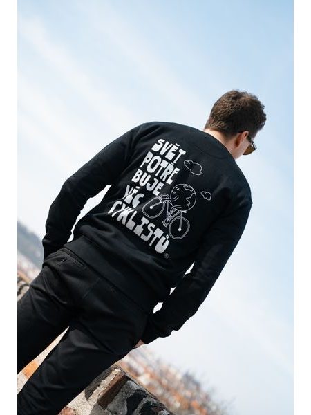 Pánská mikina Kolo je láska Svět potřebuje víc cyklistů - černá