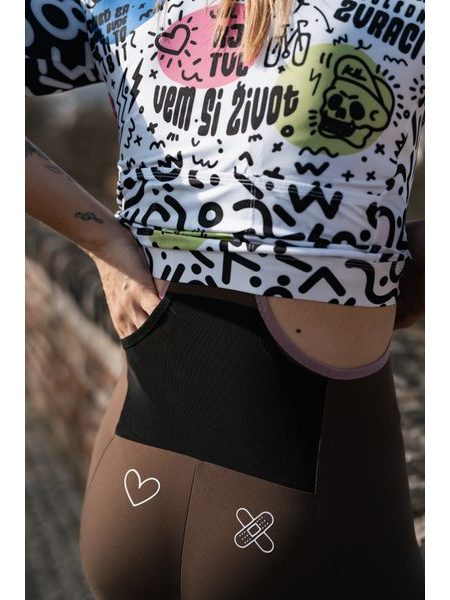 Dámské cargo cyklistické kalhoty Kolo je láska No Broken hearts - hnědá