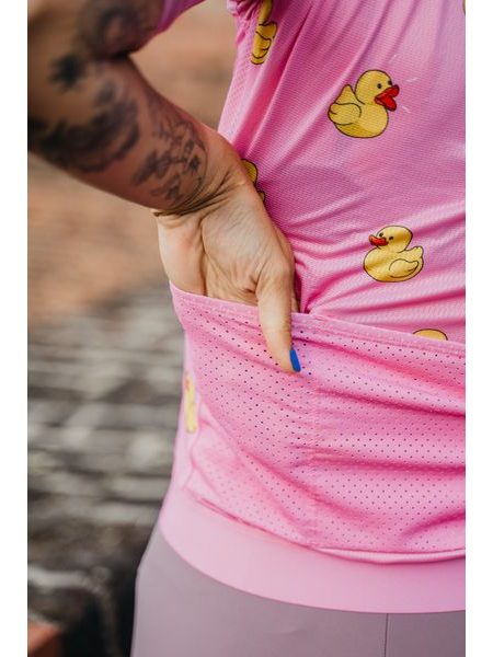 Dámský cyklistický dres Kolo je láska Quack me if you can - růžová