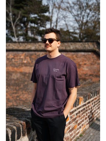 Tričko Kolo je láska Práce počká, kolo ne unisex oversize - fialová