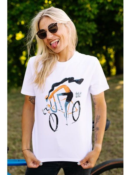 Tričko Kolo je láska Série cyklistů Královna pelotonu - unisex - bílá