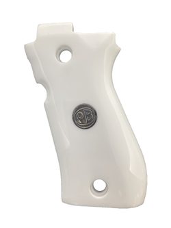 Střenky KSD Beretta Cheetah 81 a 84 bílý akrylát se stříbrným logem