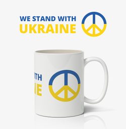 Hrnček WE STAND WITH UKRAINE, symbol mieru