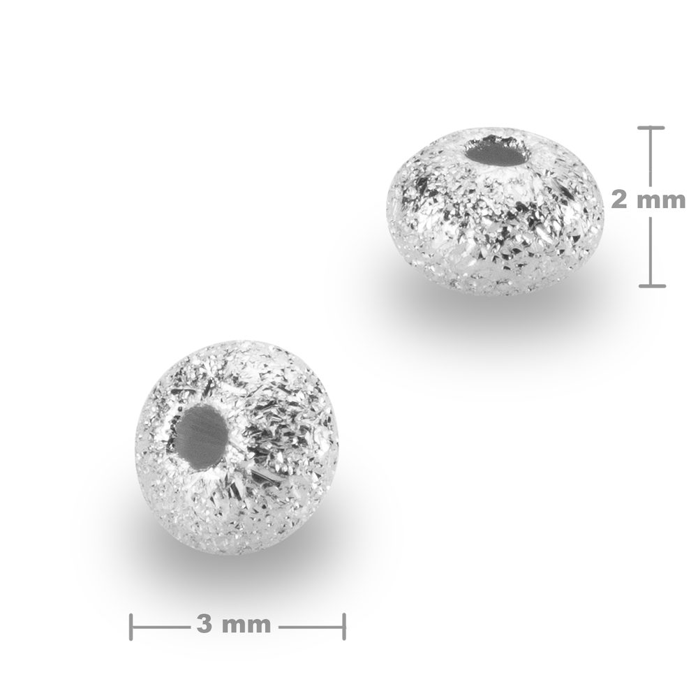 Stříbrný korálek stardust 3 x 2 mm - 20 ks