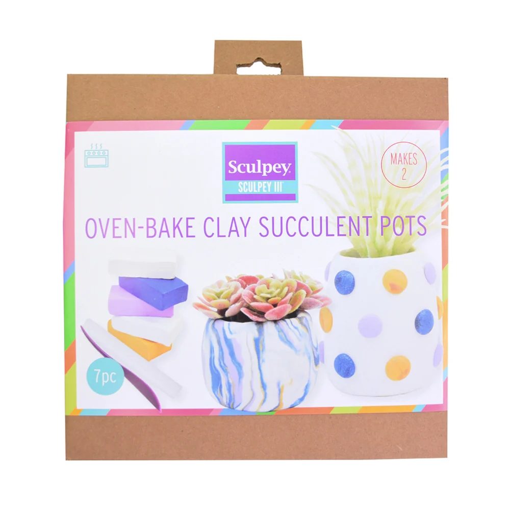 Sculpey sada na výrobu květináčků na sukulenty - 3 sady