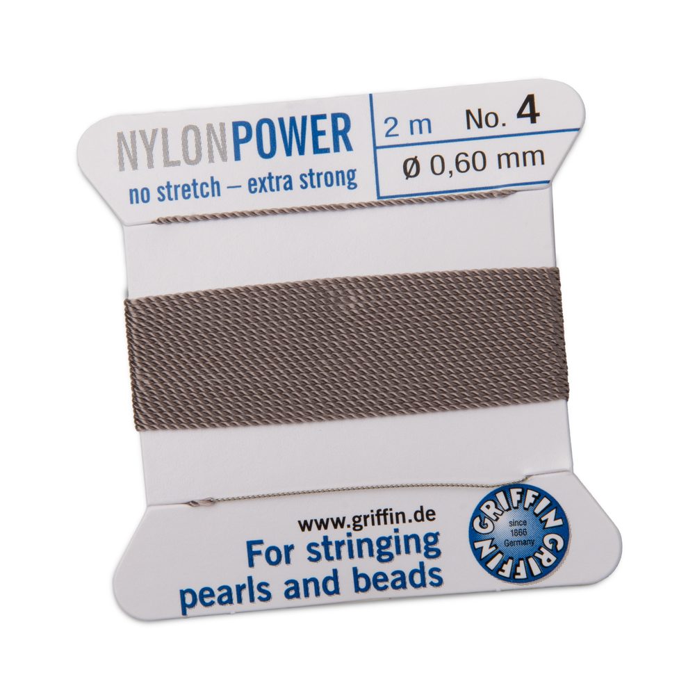 Griffin nylonová nit Nylon power s jehlou 0,6 mm/2 m šedá - 5 ks
