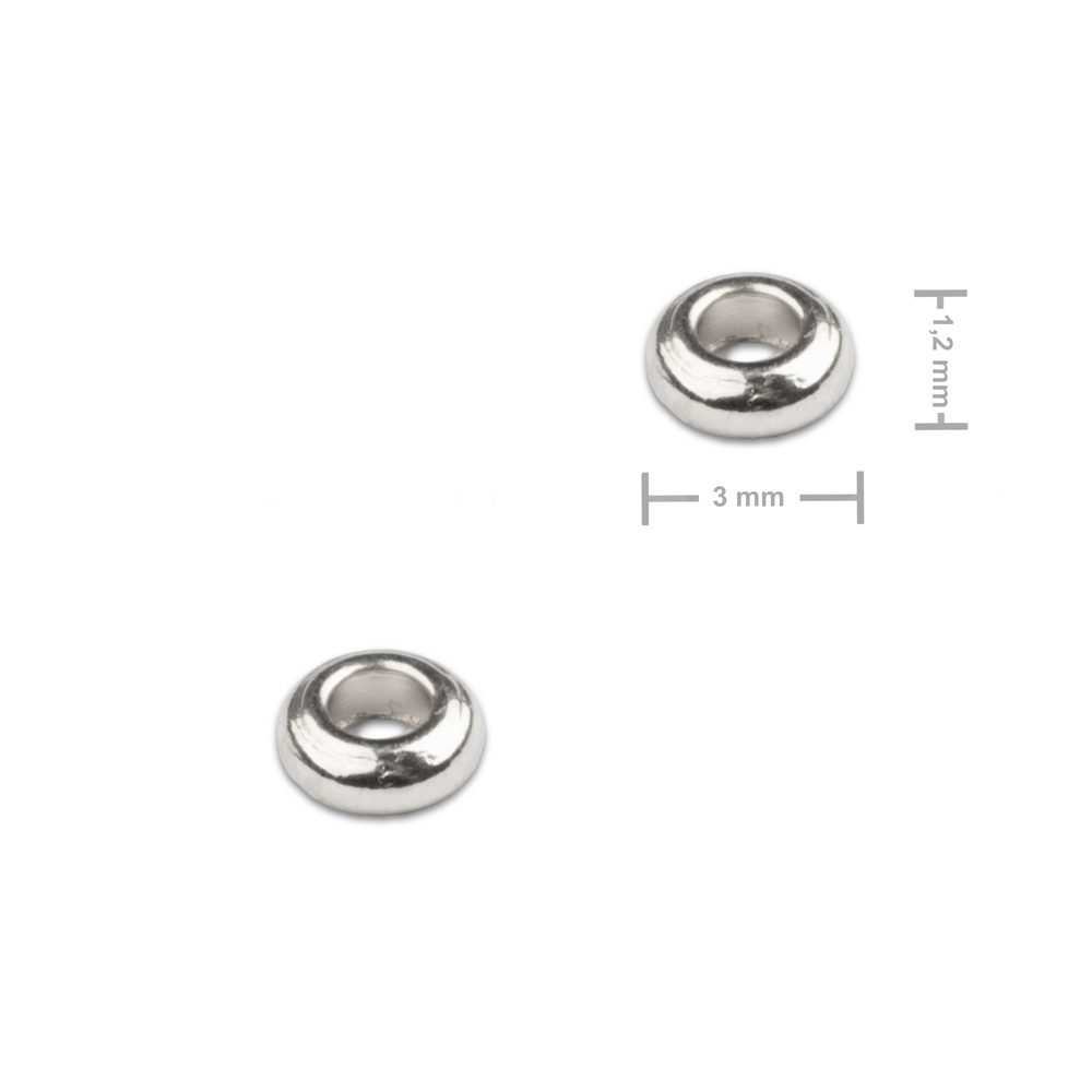 Distanční kroužek z chirurgické oceli placička 3 x 1,2 mm - 12 ks