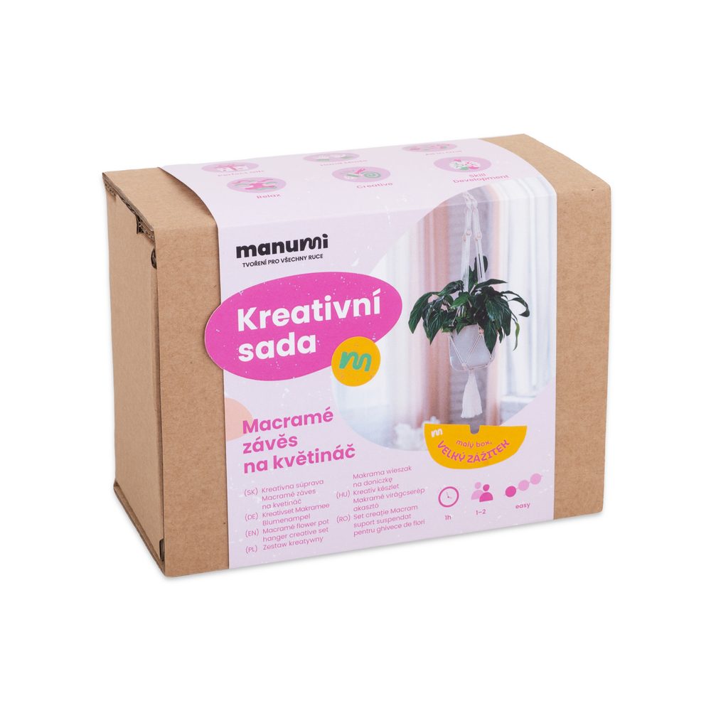 Manumi kreativní sada na výrobu macramé závěsu na květináč - 3 ks