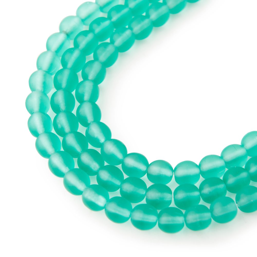 Manumi české skleněné mačkané kuličky 6 mm Green Aquamarine Matt - 150 ks