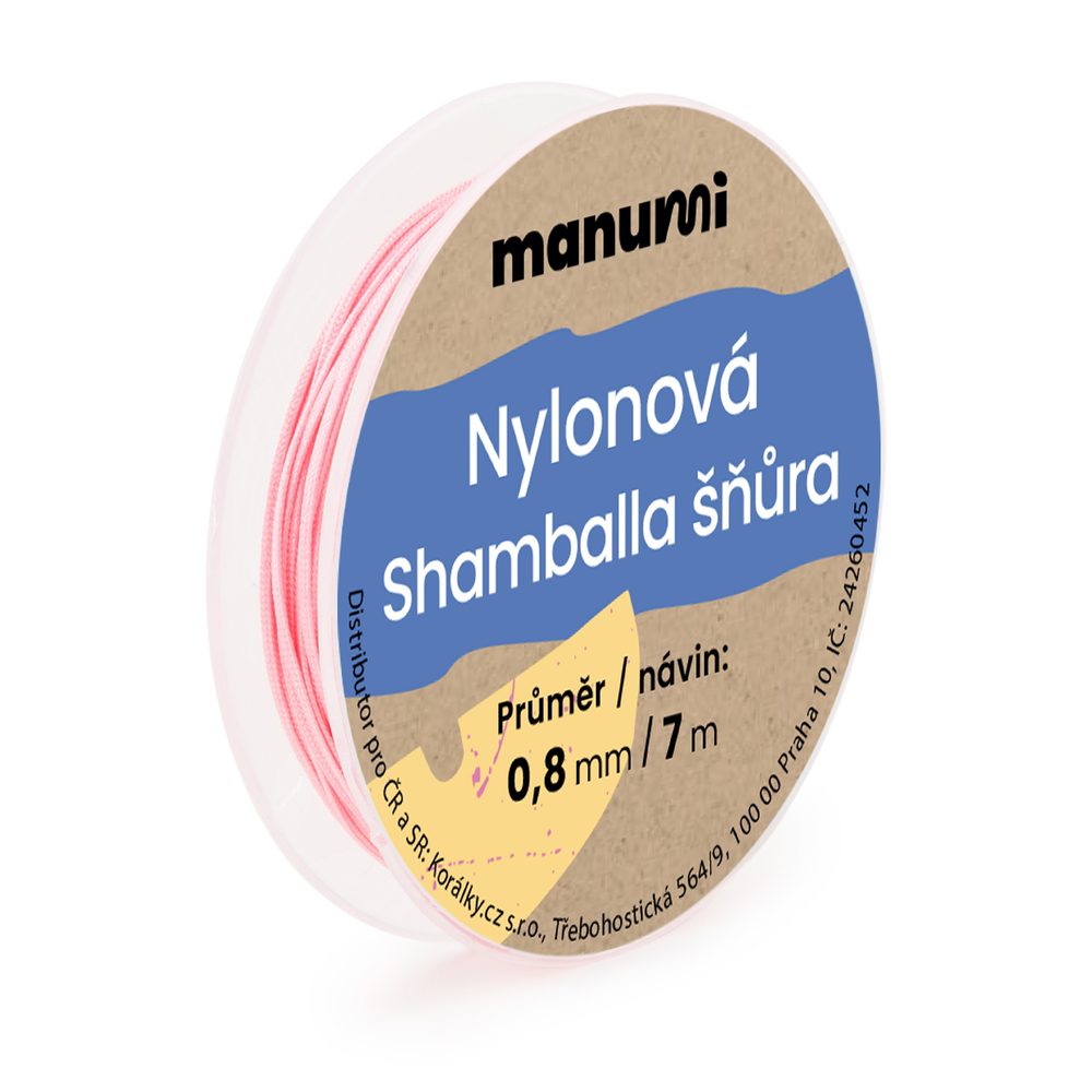 Manumi Nylonová šňůrka na Shamballa náramky 0,8 mm/7m světle růžová č. 32 - 5 ks