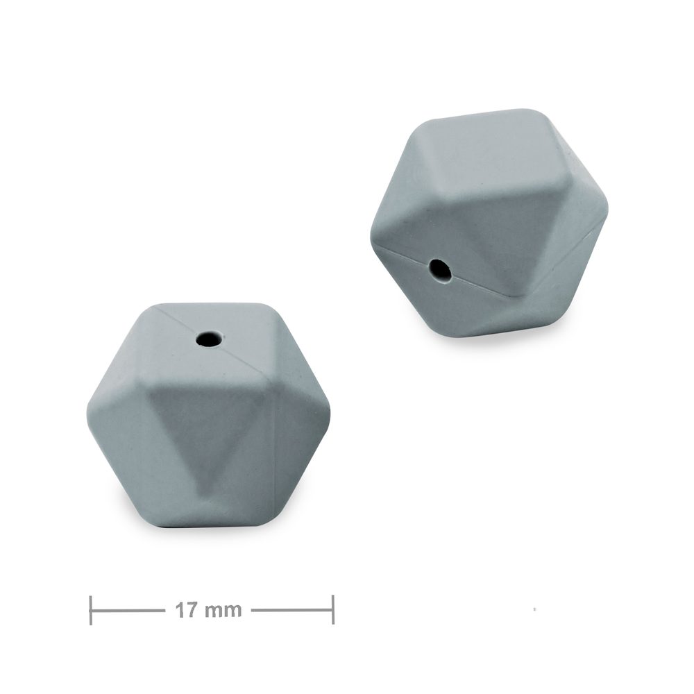 Silikonové korálky hexagon 17 mm Dim Grey - 10 ks