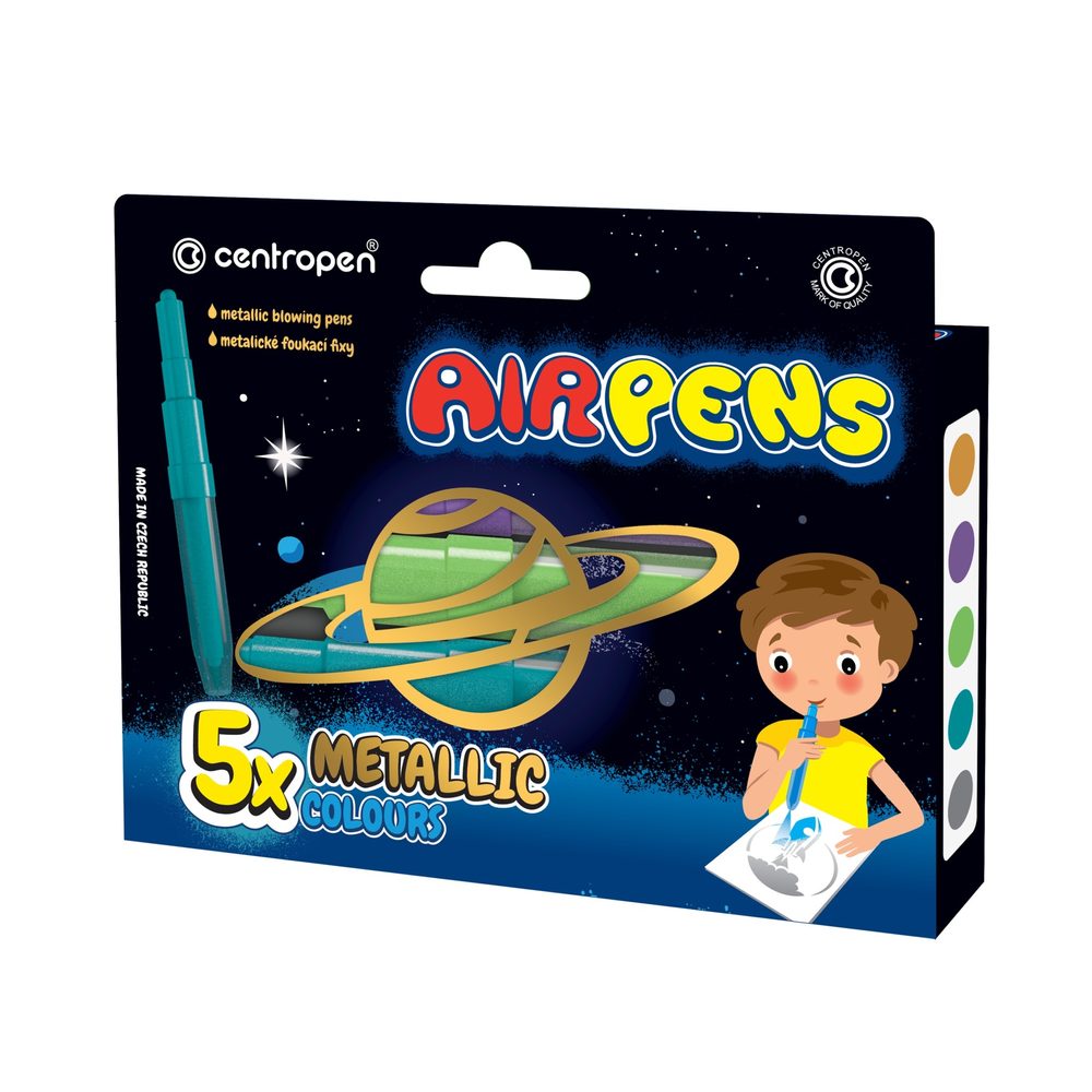 Centropen Foukací fixy Centropen Airpens metalické 5ks - 1 balení