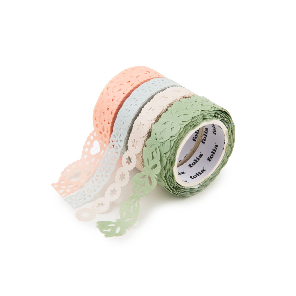 Krajková washi páska 4ks pastelové - 3 balení