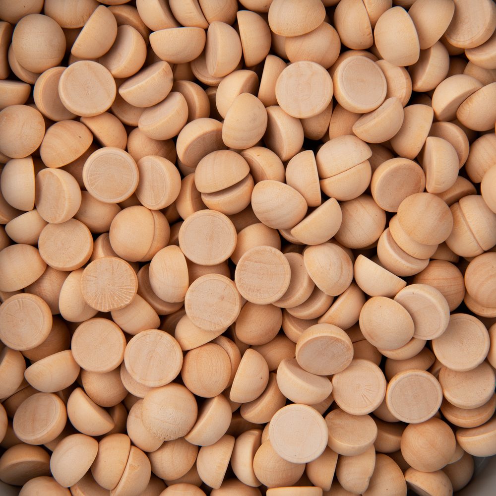 Dekorační dřevěné polokoule 15mm - 150 ks