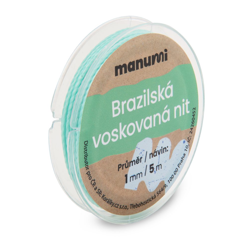 Manumi Brazilská voskovaná nit 1 mm/5m tyrkysová - 5 ks