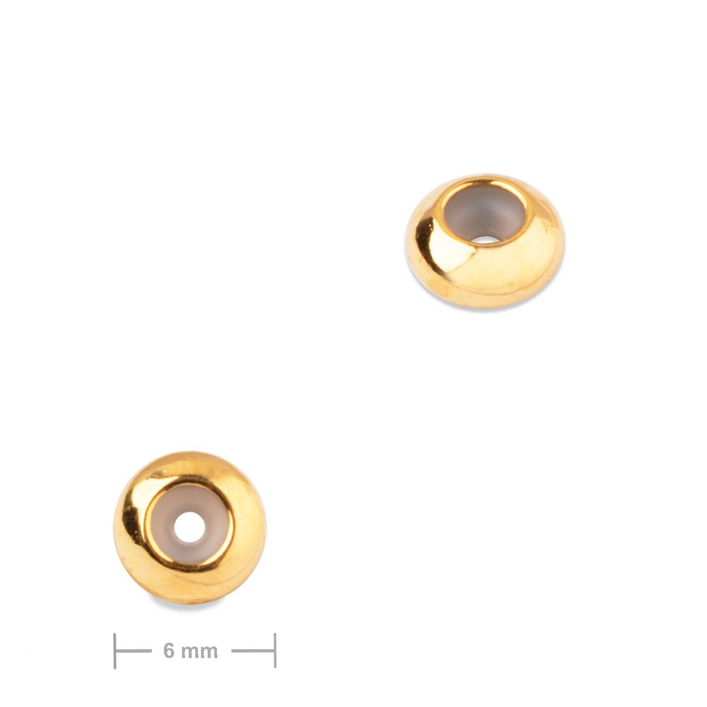Manumi distanční kroužek se silikonovým jádrem 6x3 mm pozlacený - 2 ks