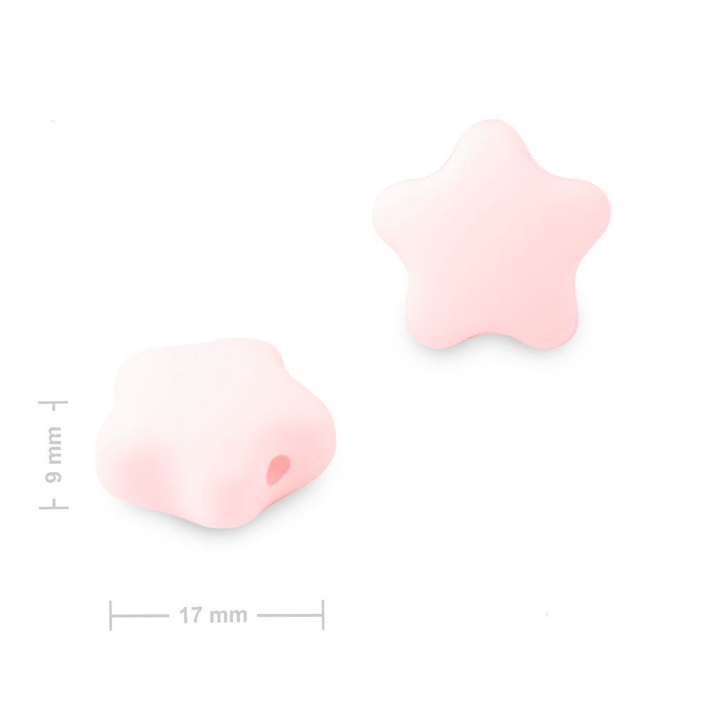 Silikonové korálky hvězdička 17x16x9 mm Baby Pink - 15 ks