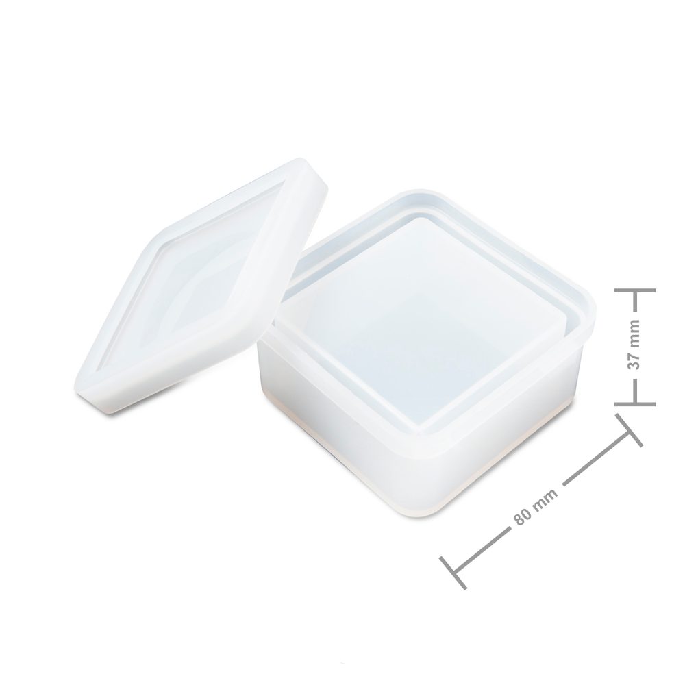 Manumi Silikonová forma na odlévání křišťálové pryskyřice čtvercová krabička 80x80x37mm - 3 ks