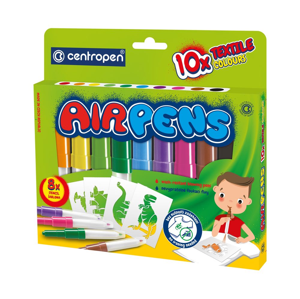 Centropen Foukací fixy Centropen Airpens na textil 10ks - 1 balení
