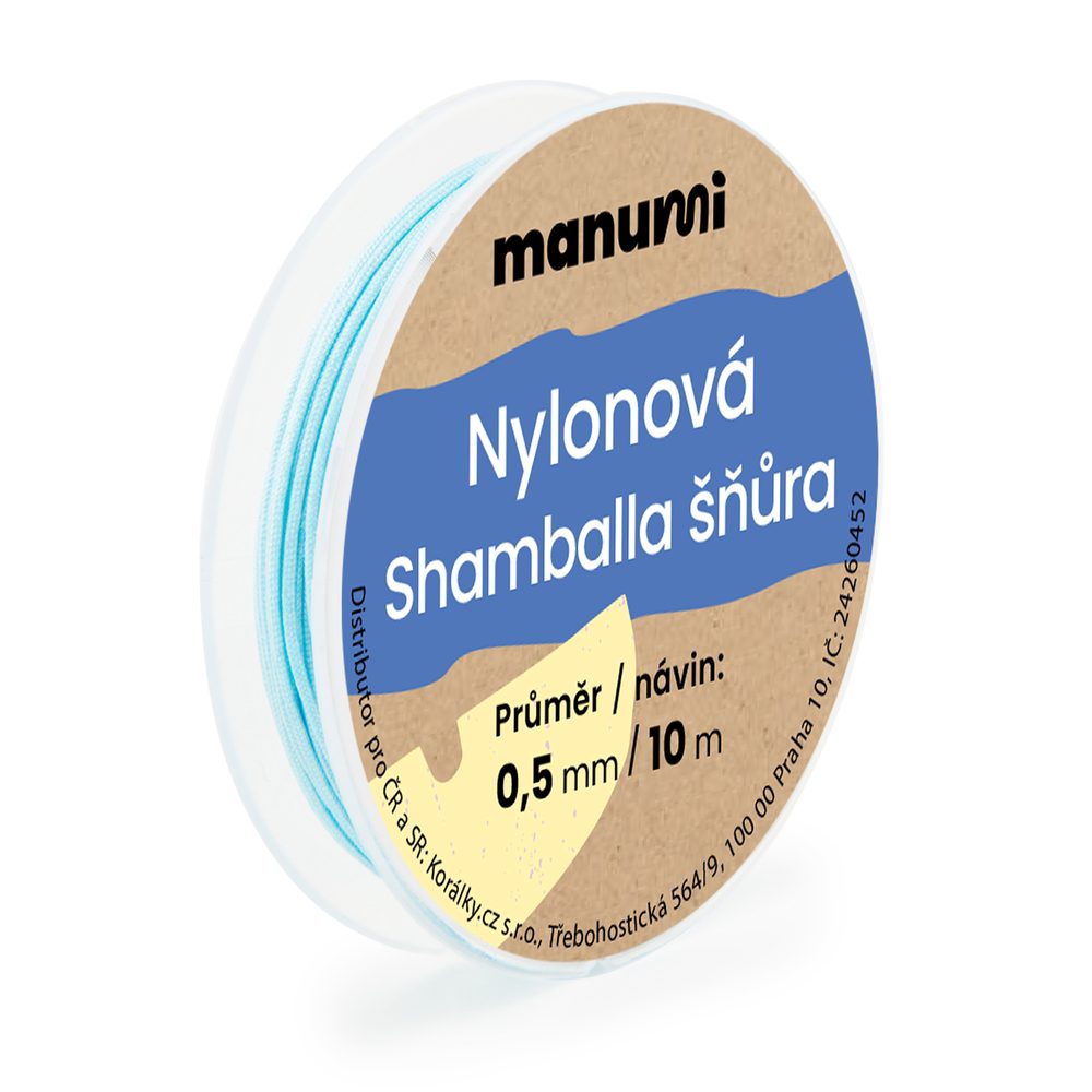 Manumi Nylonová šňůrka na Shamballa náramky 0,5mm/10m světle modrá č.7 - 5 ks