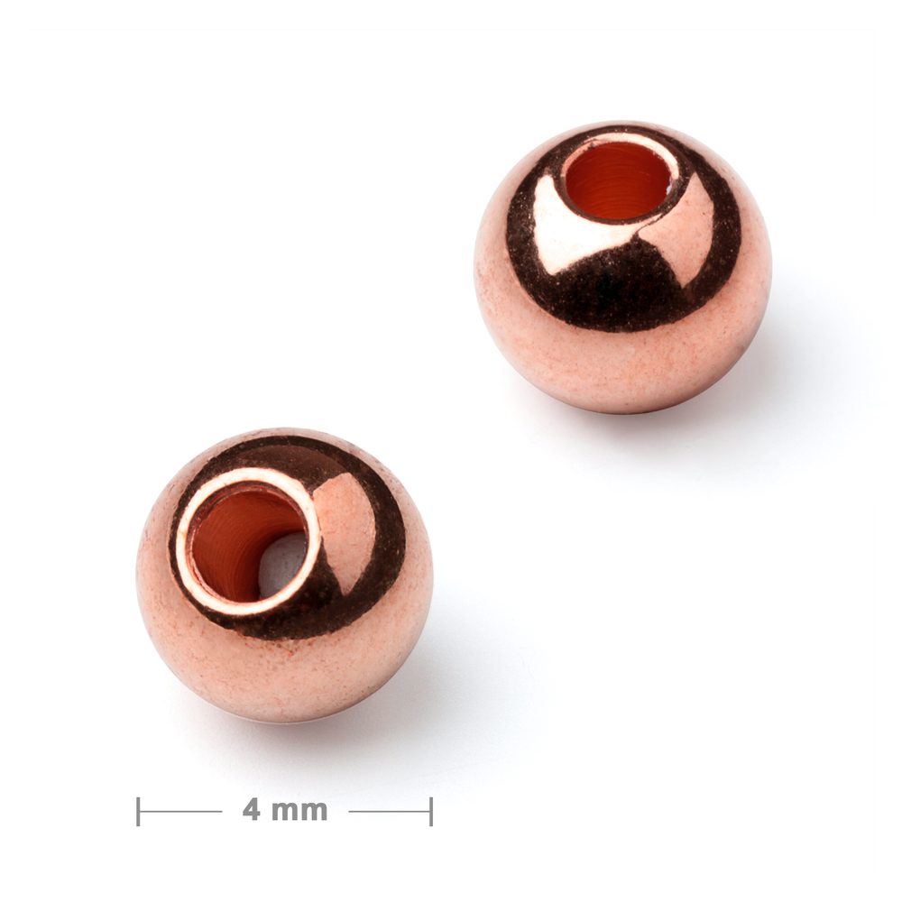 Kovový korálek plný 4mm v barvě rose gold - 80 ks