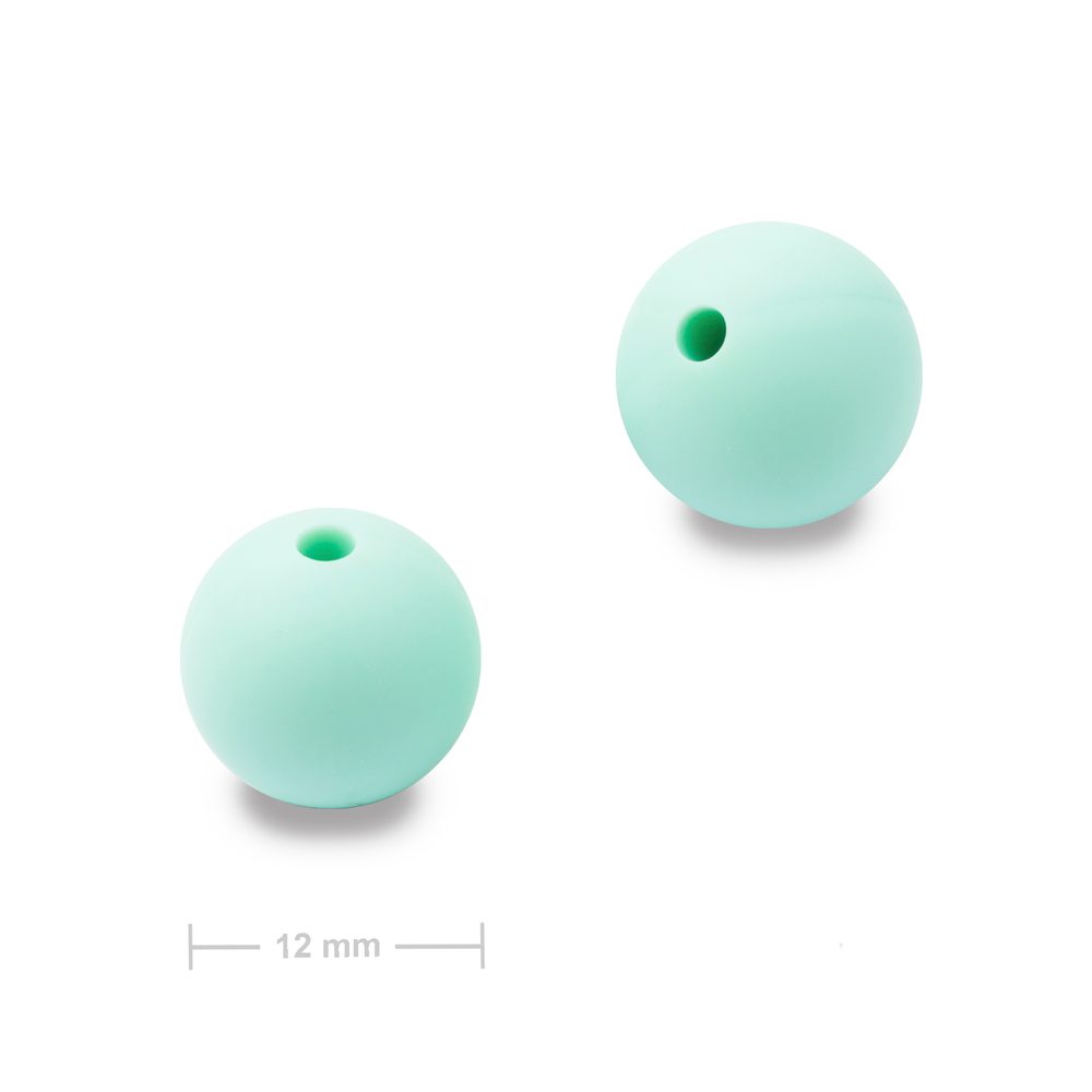 Silikonové kulaté korálky 12mm Mint Green - 4 ks