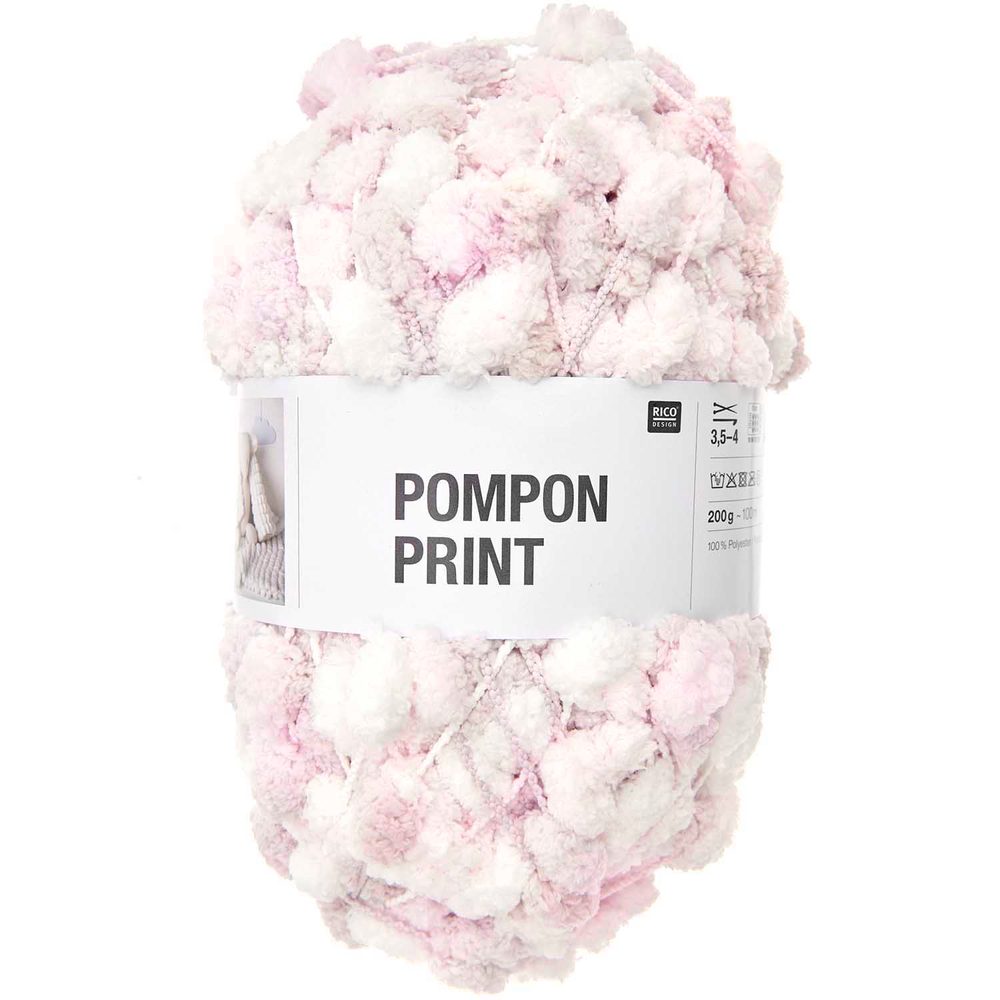 Rico design háčkovací bambulková příze POMPON Print růžovo-bílá - 3 ks
