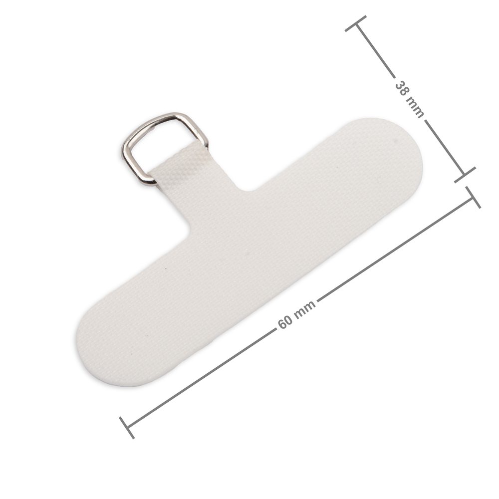 Závěsné očko na mobil bílé s poutkem v barvě platiny - 5 ks