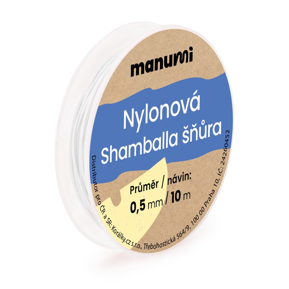 Manumi Nylonová šňůrka na Shamballa náramky 0,5mm/10m bílá č.1 - 5 ks