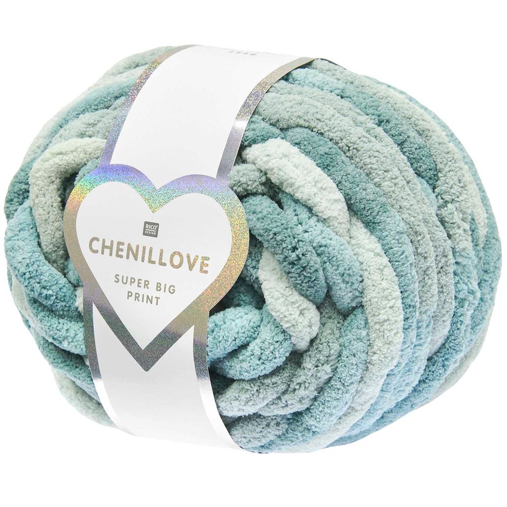 Rico design háčkovací příze Chenillove Super Big Print odstín 005 tyrkysová - 3 ks