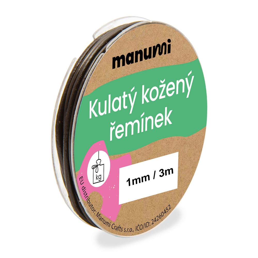 Manumi Kulatý kožený řemínek 1,5 mm/2m hnědý č. 28 - 5 ks