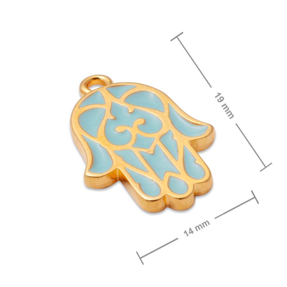 Levně Manumi přívěsek tyrkysová hamsa 19x14 mm pozlacený - 1 ks