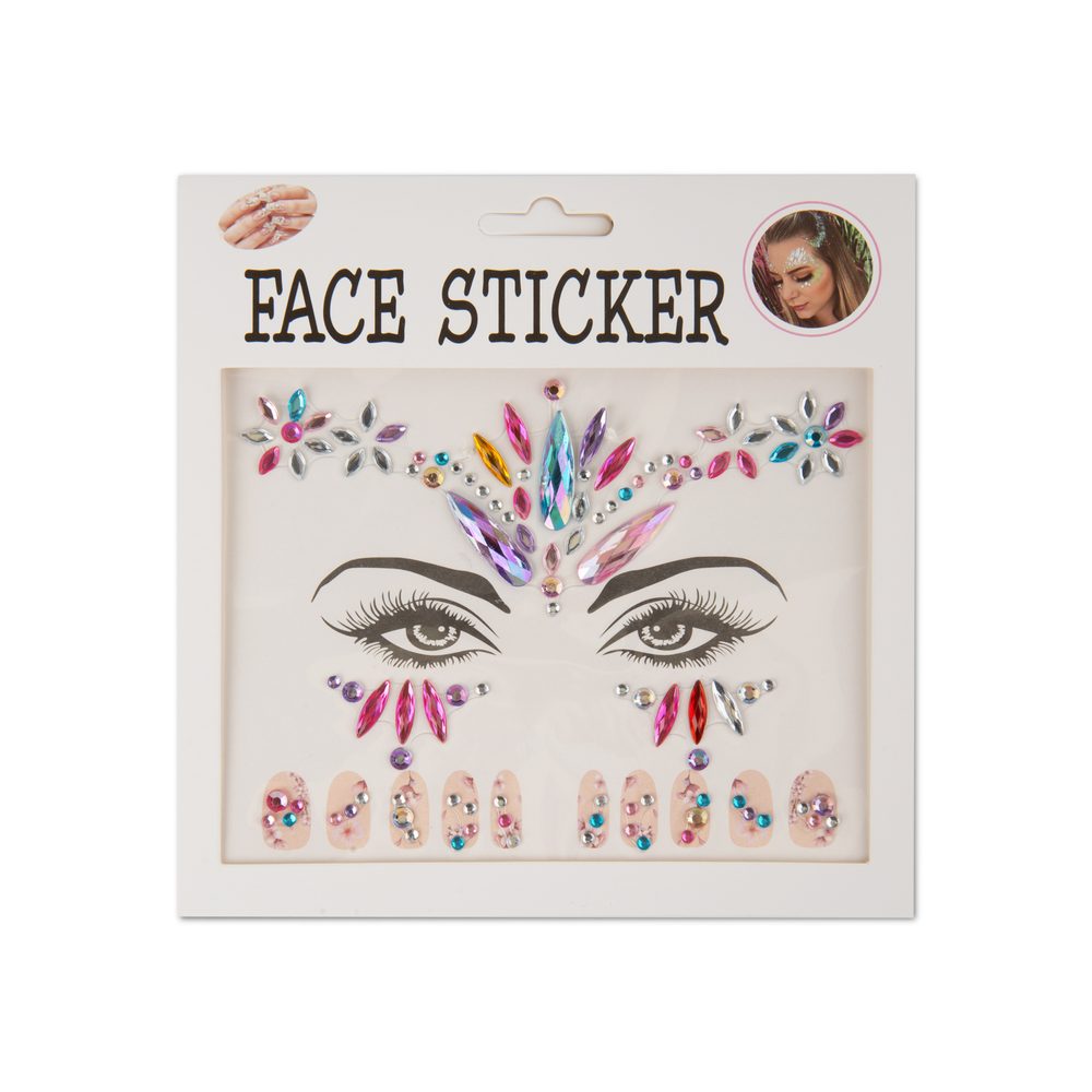 Samolepicí kamínky na obličej a nehty barevné - 3 ks
