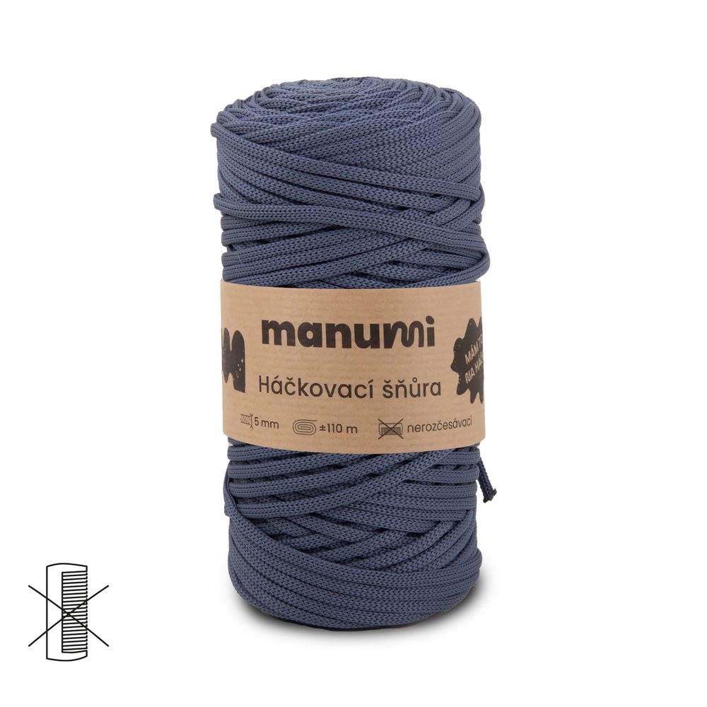 Manumi háčkovací polyesterová šňůra 5 mm denimová - 3 ks