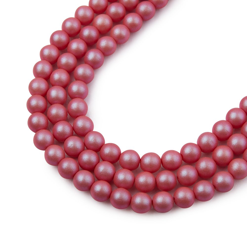 Manumi České mačkané korálky Manumi 4 mm pearl red - 450 ks