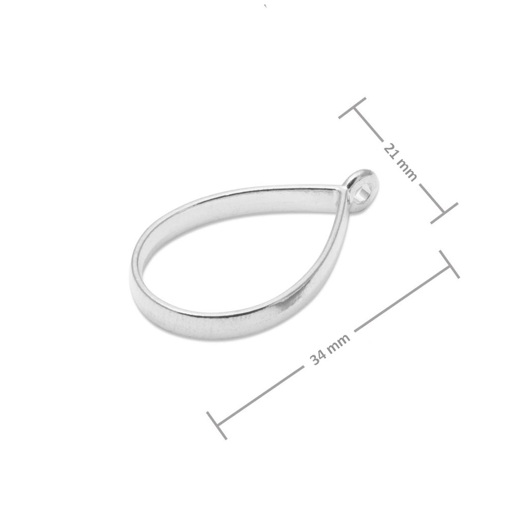 Rámeček na odlévání křišťálové pryskyřice kapka 34x21 mm v barvě stříbra - 1 ks