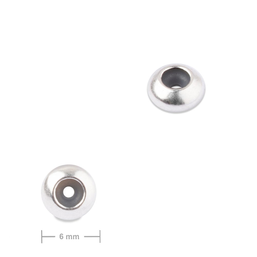 Manumi distanční kroužek se silikonovým jádrem 6x3 mm postříbřený - 2 ks