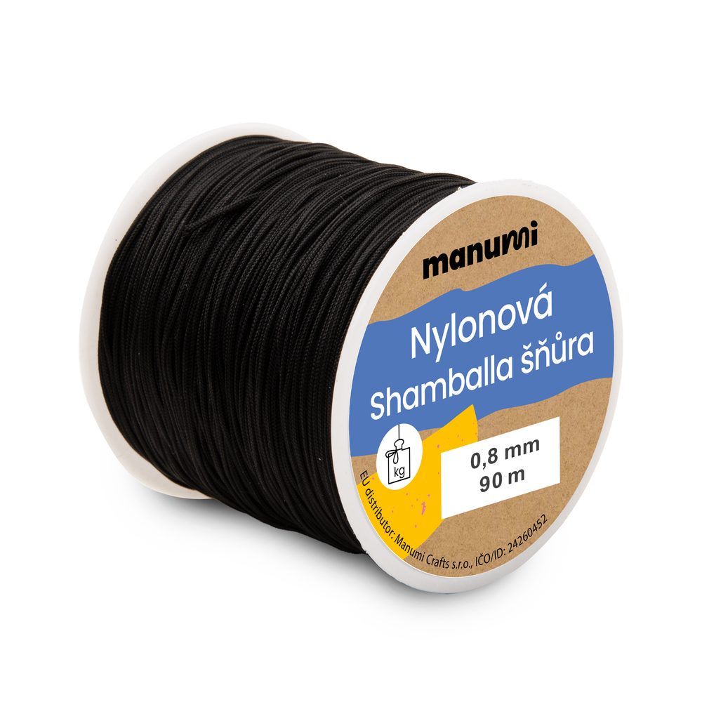 Manumi nylonová šňůrka na Shamballa náramky 0,8 mm/90 m černá - 3 ks