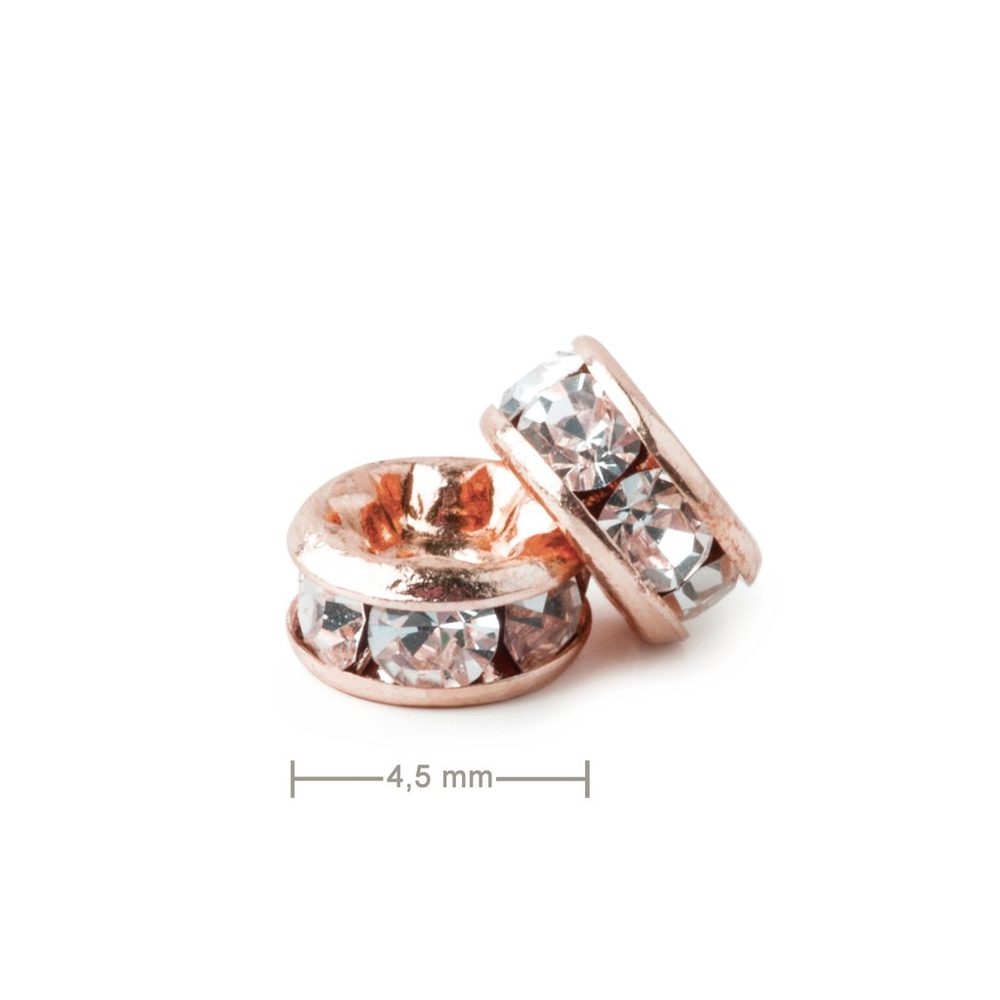 Manumi štrasová rondelka 4,5 mm rose gold Crystal - 5 ks