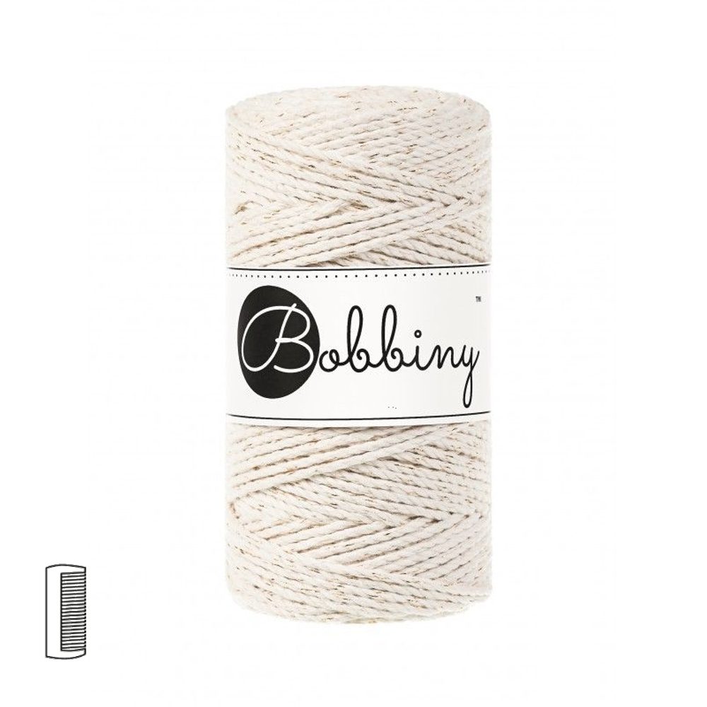 Bobbiny Macramé příze Regular 3PLY 3mm Golden natural - 1 ks
