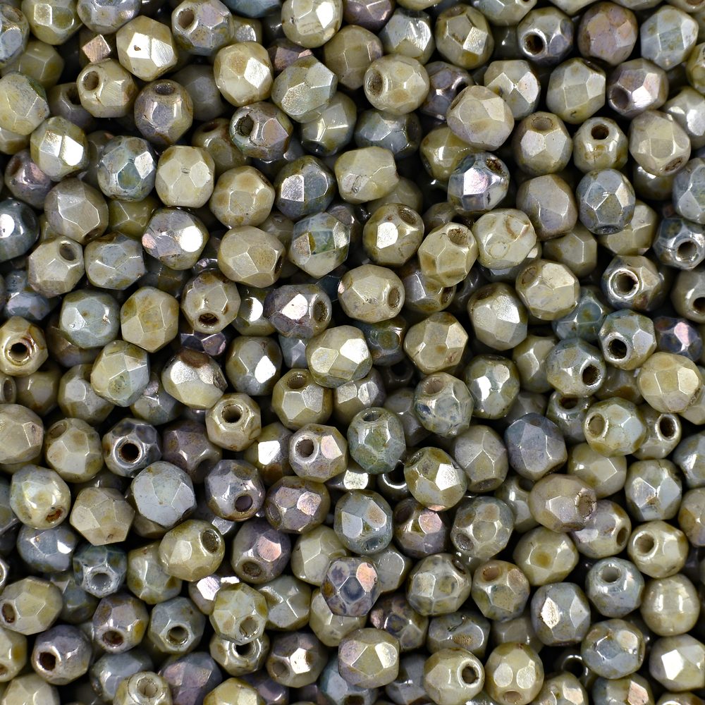 Manumi české broušené korálky 3 mm Luster Opaque Green - 300 ks