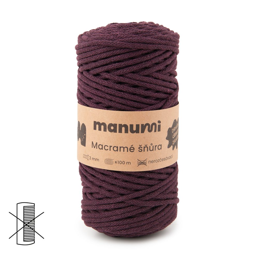 Manumi Macramé šňůra 3mm burgundy - 3 ks