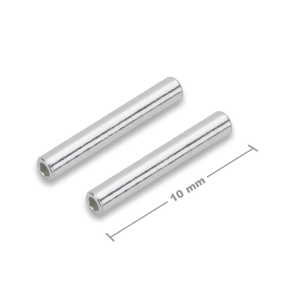 Stříbrná rovná distanční trubička 10 x 1,5 mm - 10 ks
