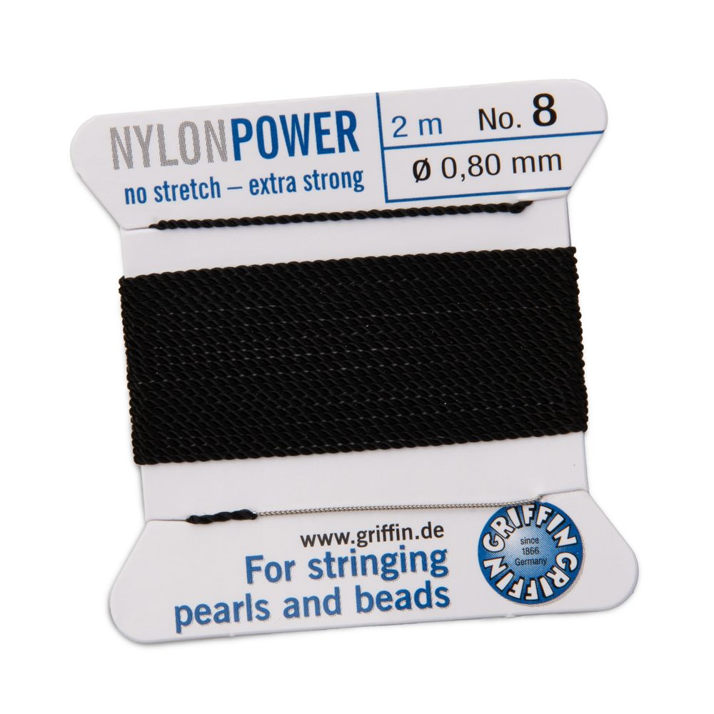 Griffin nylonová nit Nylon power s jehlou 0,8 mm/2 m černá - 5 ks